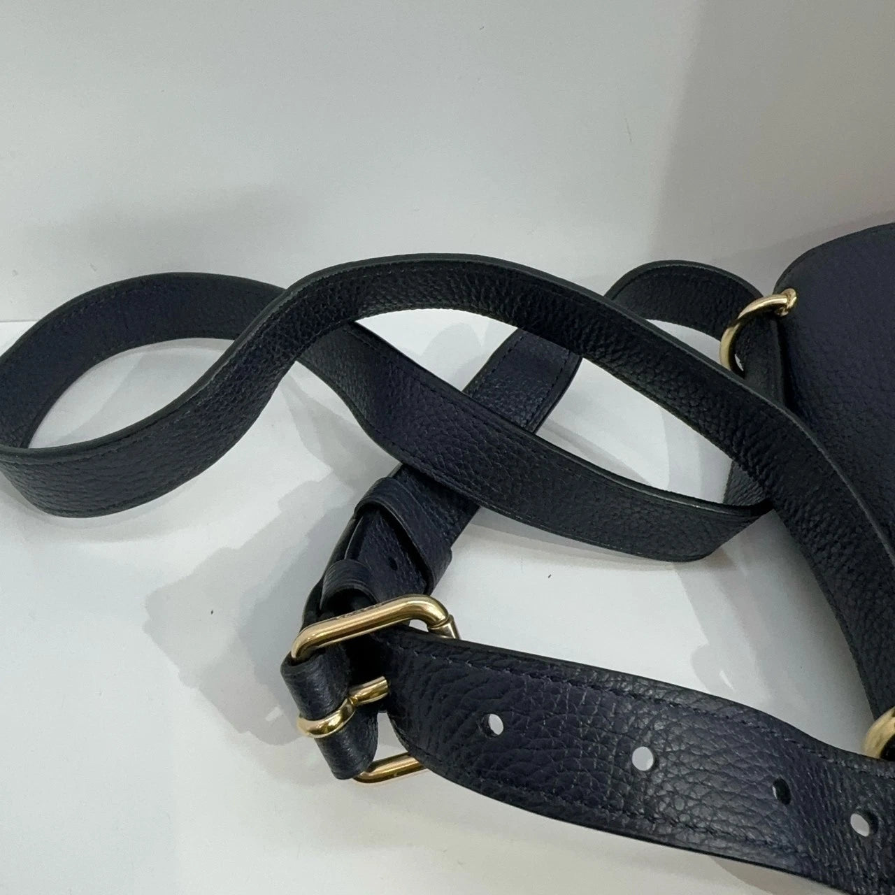 Coach Remi 20 Beige Navy Leather Saddle Crossbody Shoulder Bag For Women