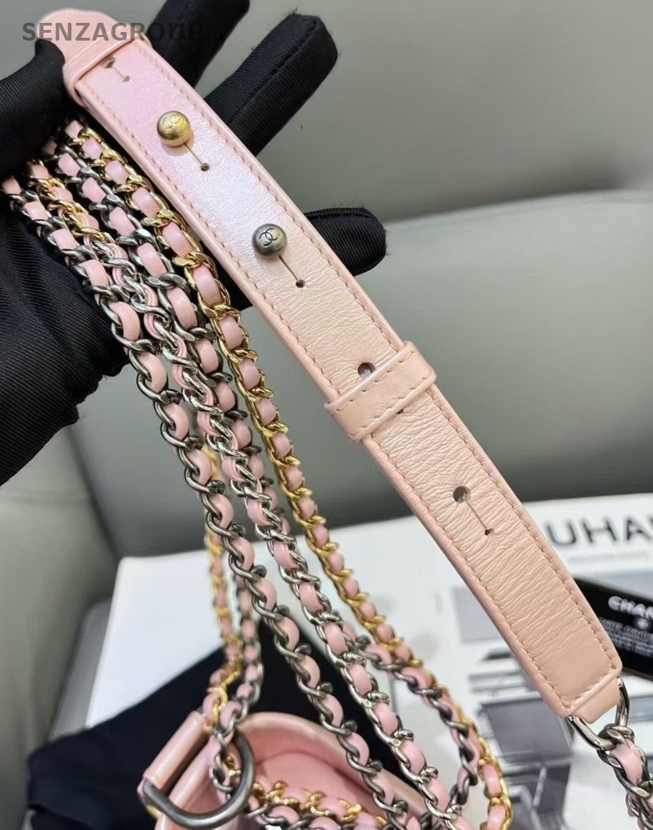 Chanel Gabrielle PM Leather Hobo Bag Shoulder Crossbody Bag Women Pink