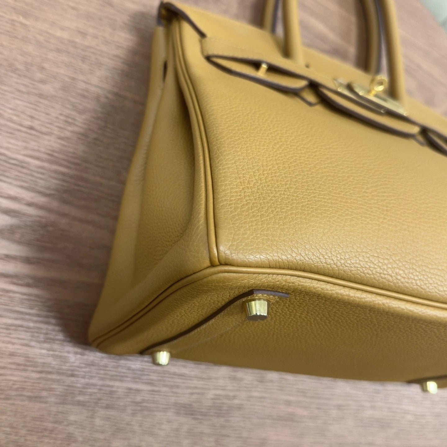 Hermes Birkin 30 Top Handle Brown Gold Women Classic