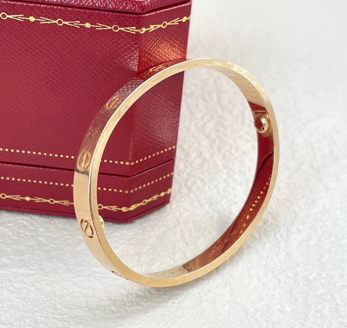 Authentic Cartier Love Classic Bracelet 18k Rose Gold Bangle Size17