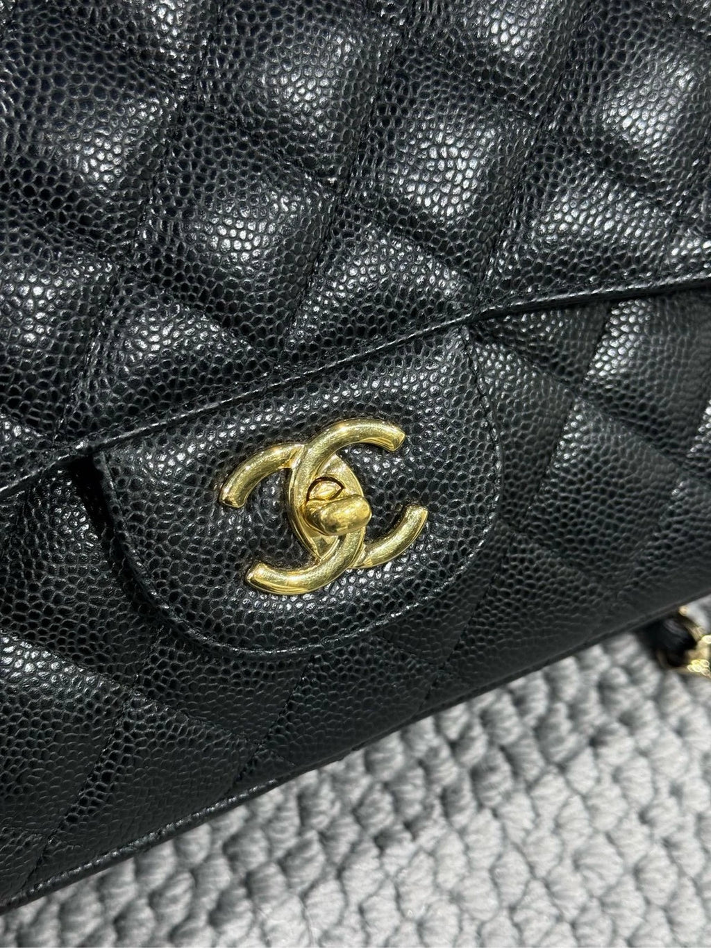 CHANEL CF Jumbo Black Leather Shoulder Bag For Women Pre-owned