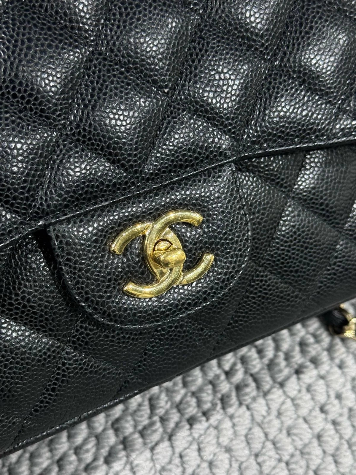 CHANEL CF Jumbo Black Leather Shoulder Bag For Women Pre-owned