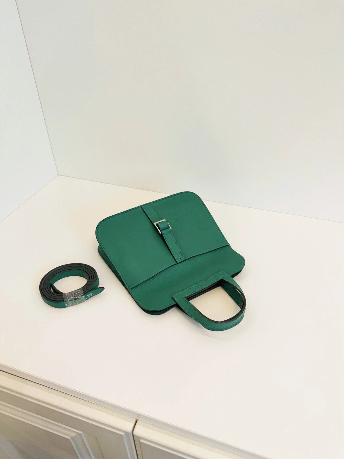 Hermès Halzan Mini Swift Calfskin Crossbody Bag Vert Bambou Green