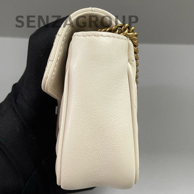 Gucci Marmont Mini Chain Shoulder Bag in White Gold - Classic Women's Fashion
