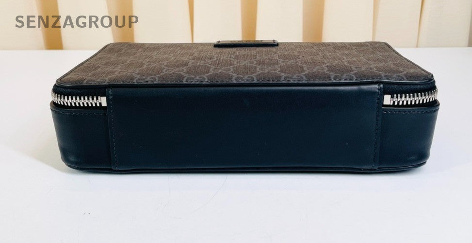 GUCCI Monogram Logo Camera bag Black Gray Shoulder Handbag