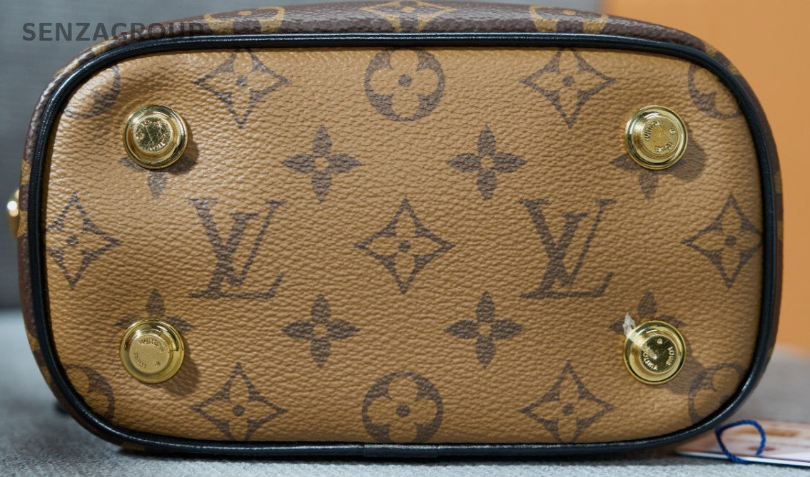 Louis Vuitton Monogram Top Handle Shoulder Bag Crossbody Brown Gold Women
