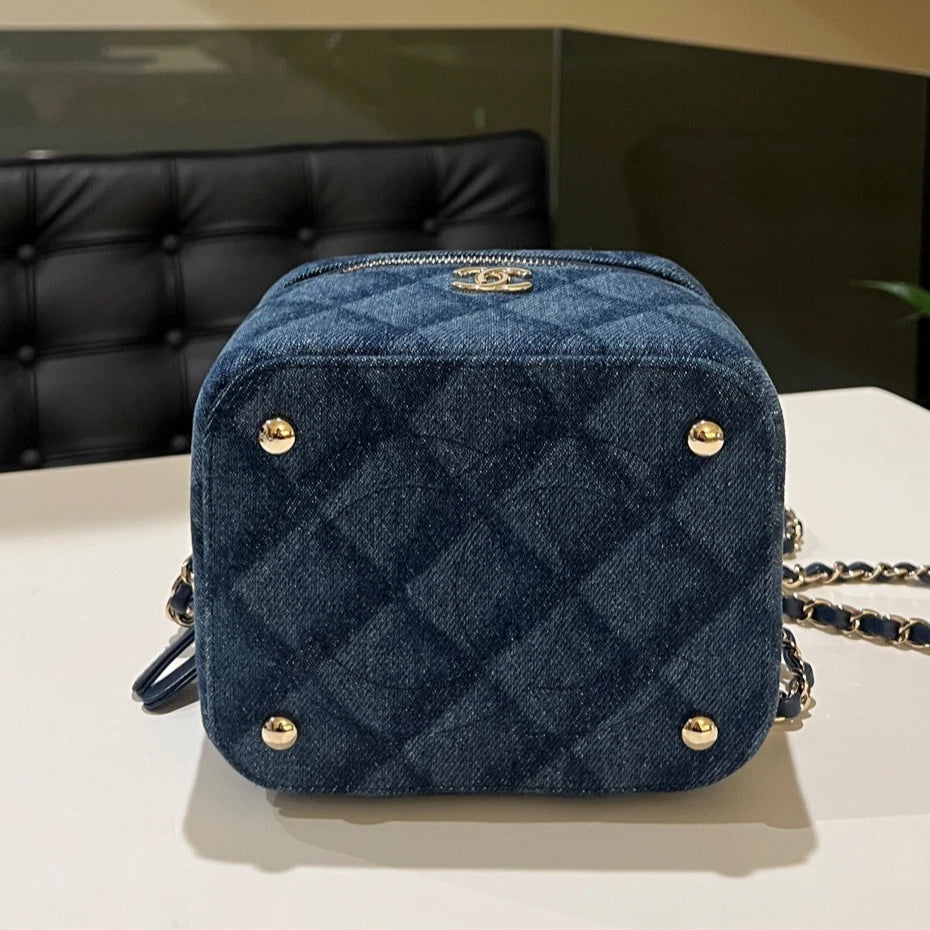 CHANEL Denim Vanity Cosmetic Makeup Storage Box