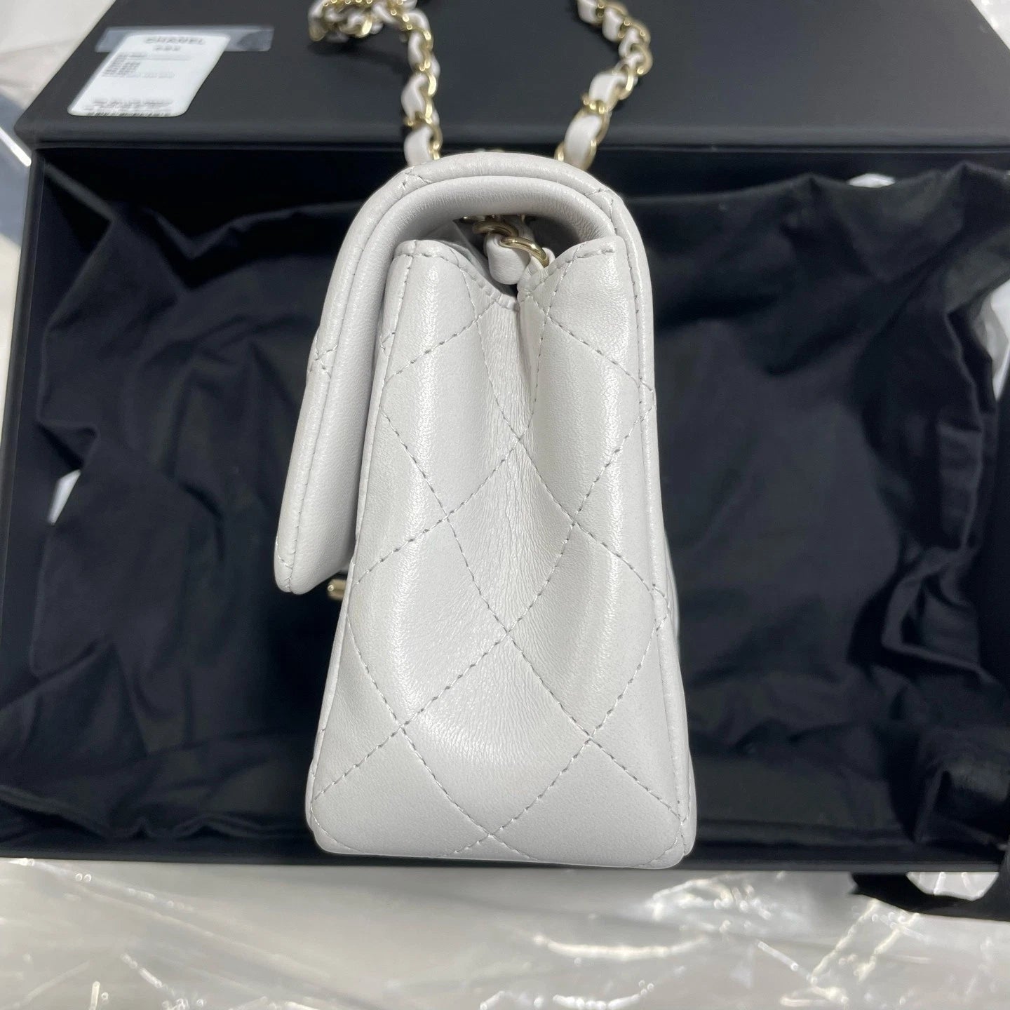 New CHANEL Classic Flap Big Mini Gray Lamskin Shoulder Bag For Women