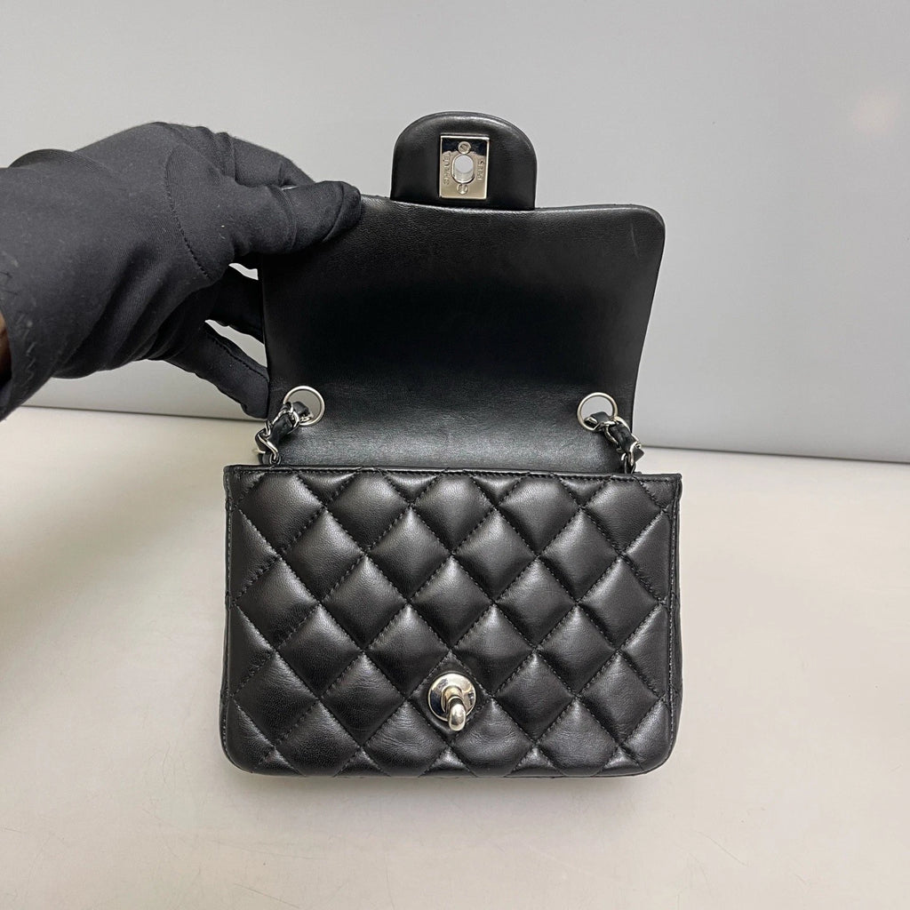 Chanel Classic Flap Black Silver Diamond Crossbody Bag Women Classic