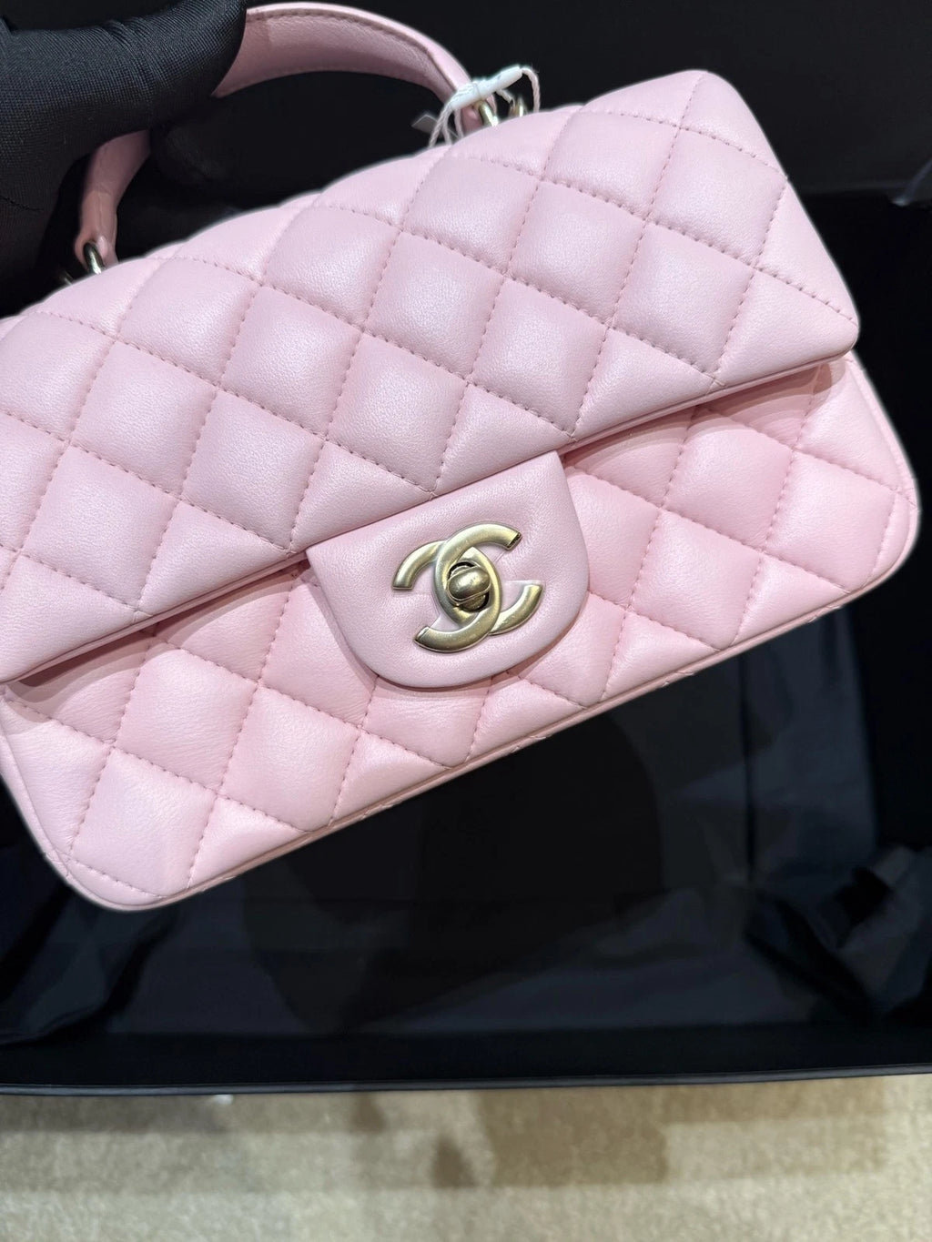 CHANEL New Sakura Pink Large Mini Top Handle Bag For Women