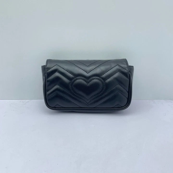 Gucci Marmont Mini Black Gold Calfskin Shoulder Bag For Women