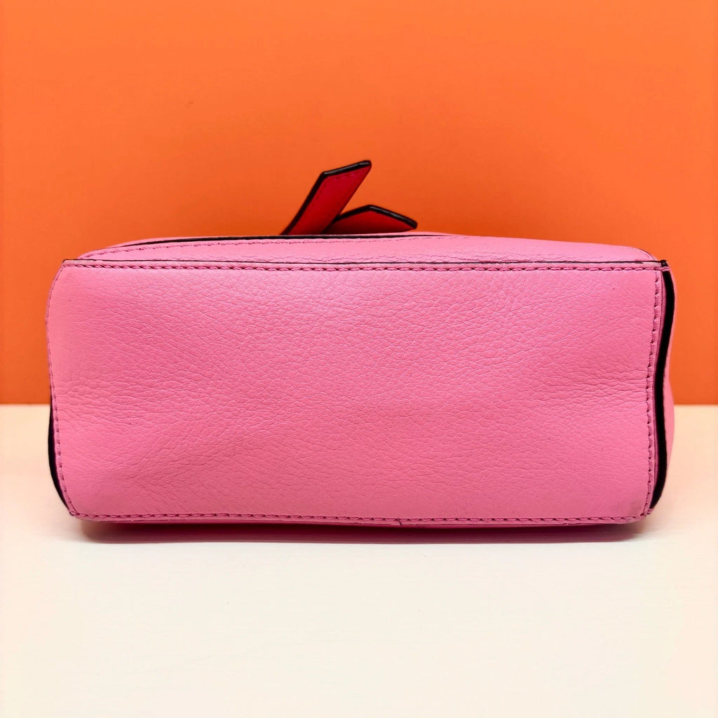 Authentic Loewe Puzzle Mini 2Way Pink Top Handle Bag Crossbody Silver Hardware