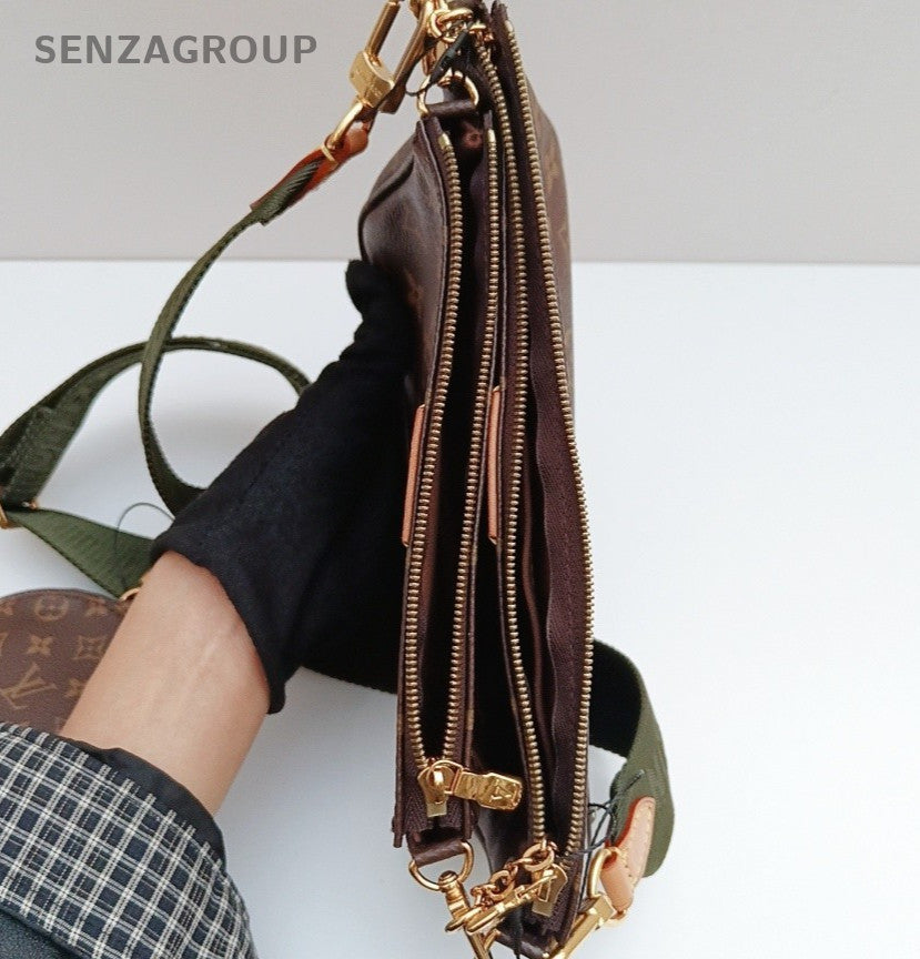 Louis Vuitton Monogram Chain Shoulder Bag Brown Gold Used Women Classic