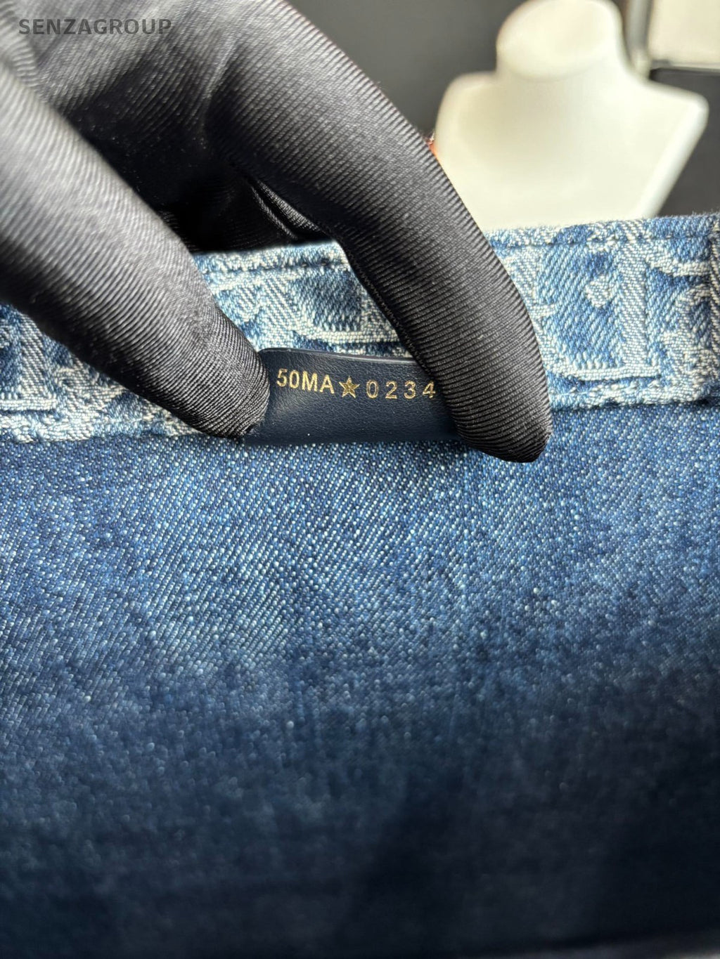 Christian Dior Book Tote MM Denim Oblique Top Handle Shoulder Bag Women Blue