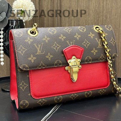 Louis Vuitton Victoria Monogram Red Chain Crossbody Bag Women