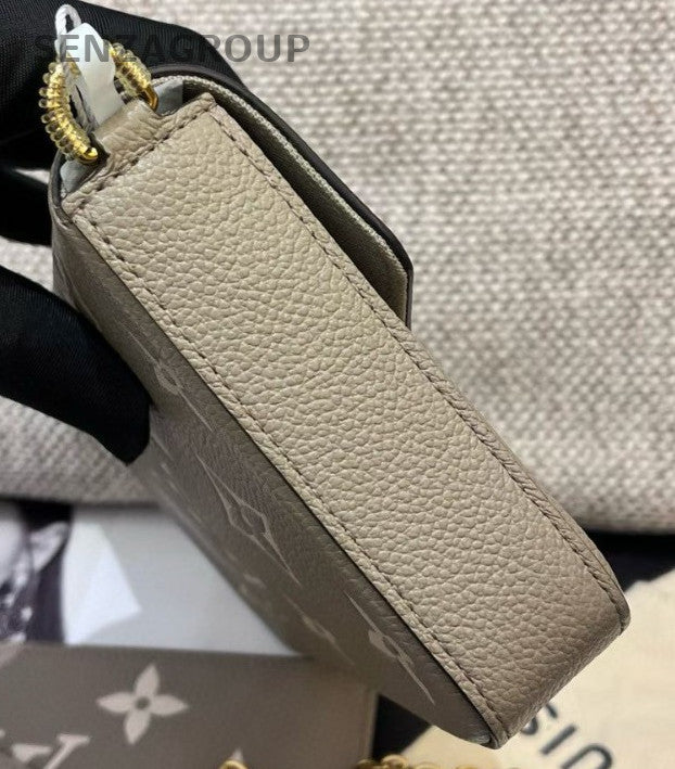 Louis Vuitton Monogram Chain Crossbody Gray Gold Women Classic