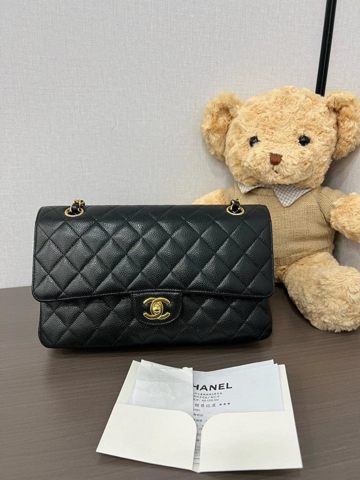 CHANEL Black Leather Medium CF Shoulder Bag For Women