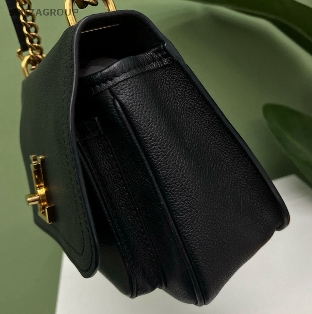 Louis Vuitton Lockme Chain Shoulder Bag Black Gold Women Classic Designer