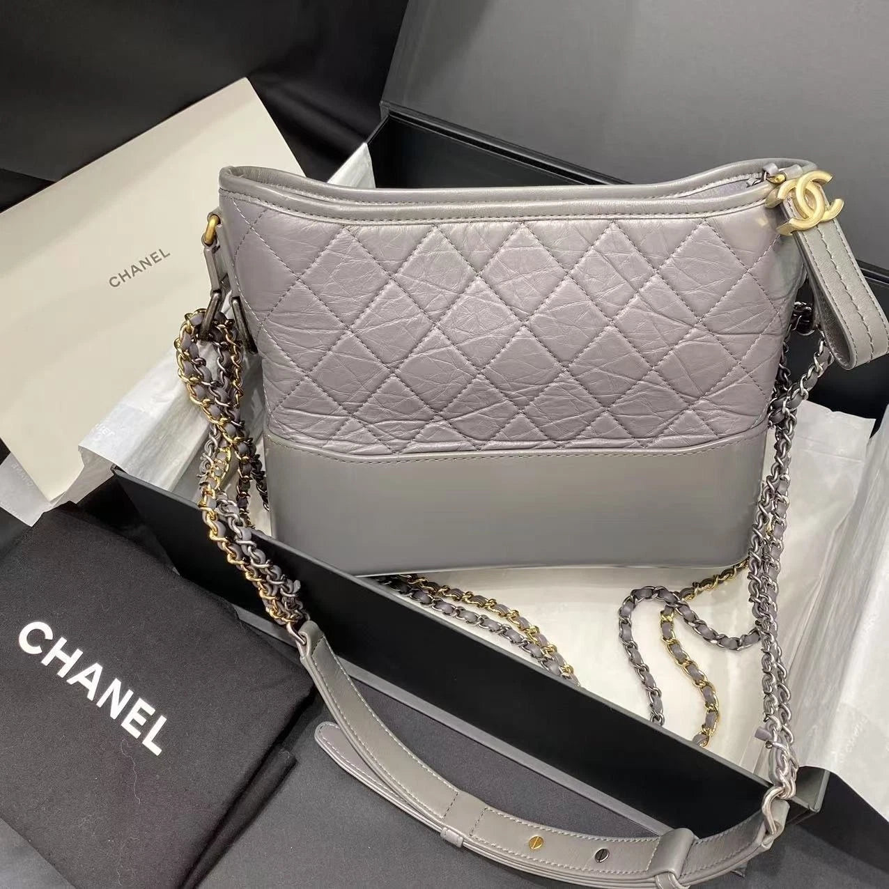 CHANEL Medium Gray Gabrielle Shoulder Bag For Women