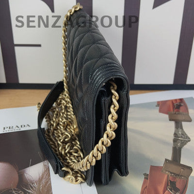 Chanel Black Gold Le Boy WOC Chain Shoulder Crossbody Bag
