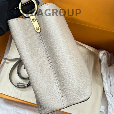 Louis Vuitton Capucines MM Grey Gold Handbag Shoulder Bag Women
