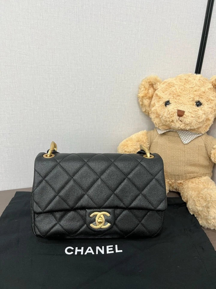 CHANEL 24P Black Mini Square Crossbody Bag For Women
