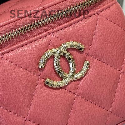 Chanel Pink Quilted Box Bag Gold Hardware Chain Strap Shoulder Crossbody