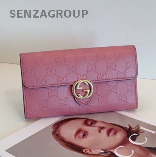 Gucci GG Marmont Long Wallet Clutch Pink Gold Used Women Classic