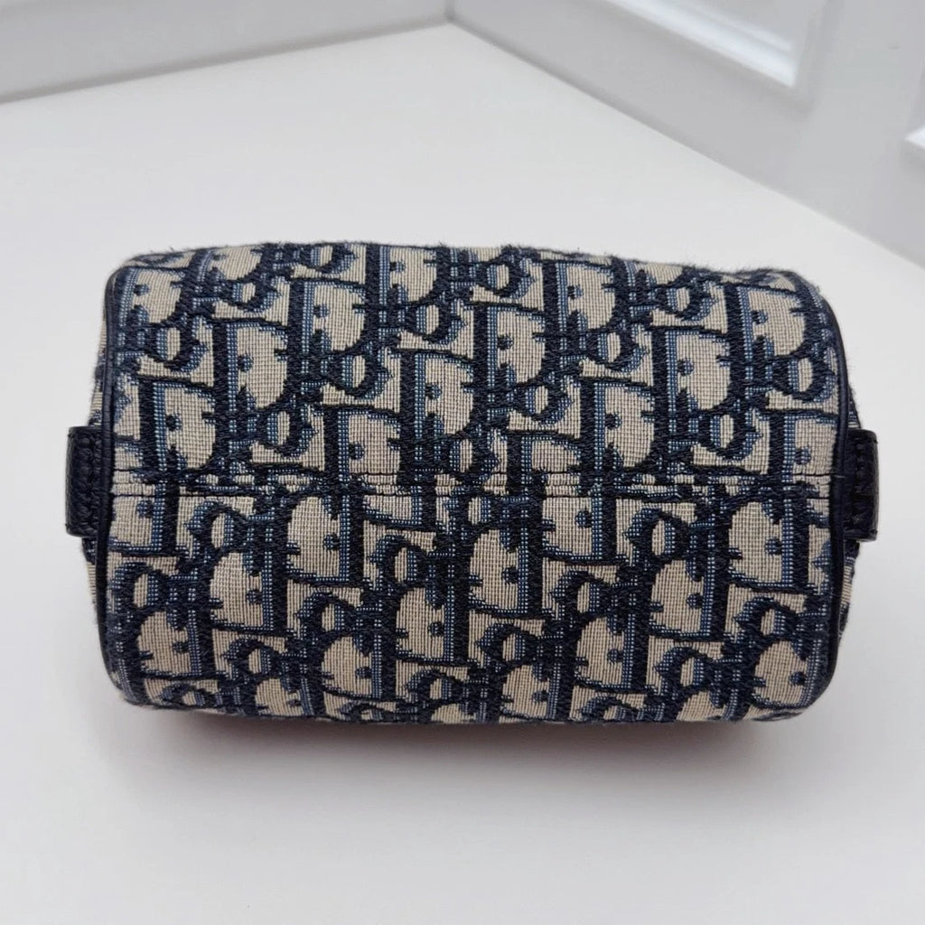 Christian Dior Monogram Mini Top Handle Crossbody Bag Blue Black Women