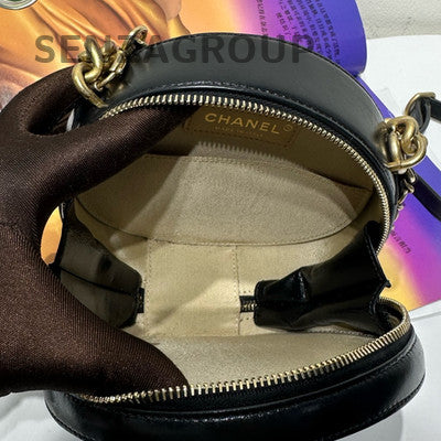 Chanel Black Gold Quilted Chain Shoulder Crossbody Bag Women Classic