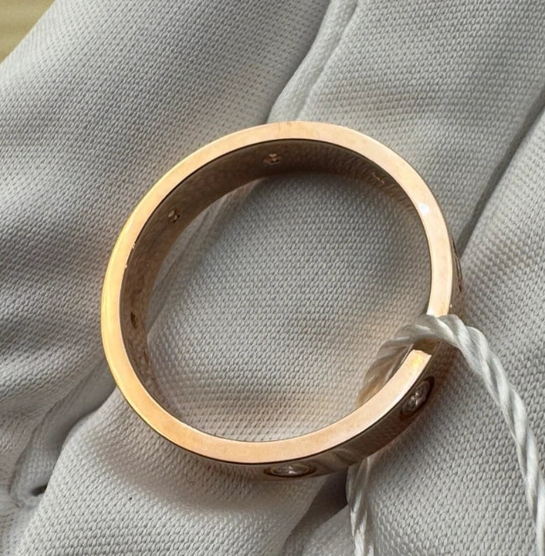 Cartier love Narrow Band Ring 18K Rose Pink Gold with 8 diamonds EU56/US7.5