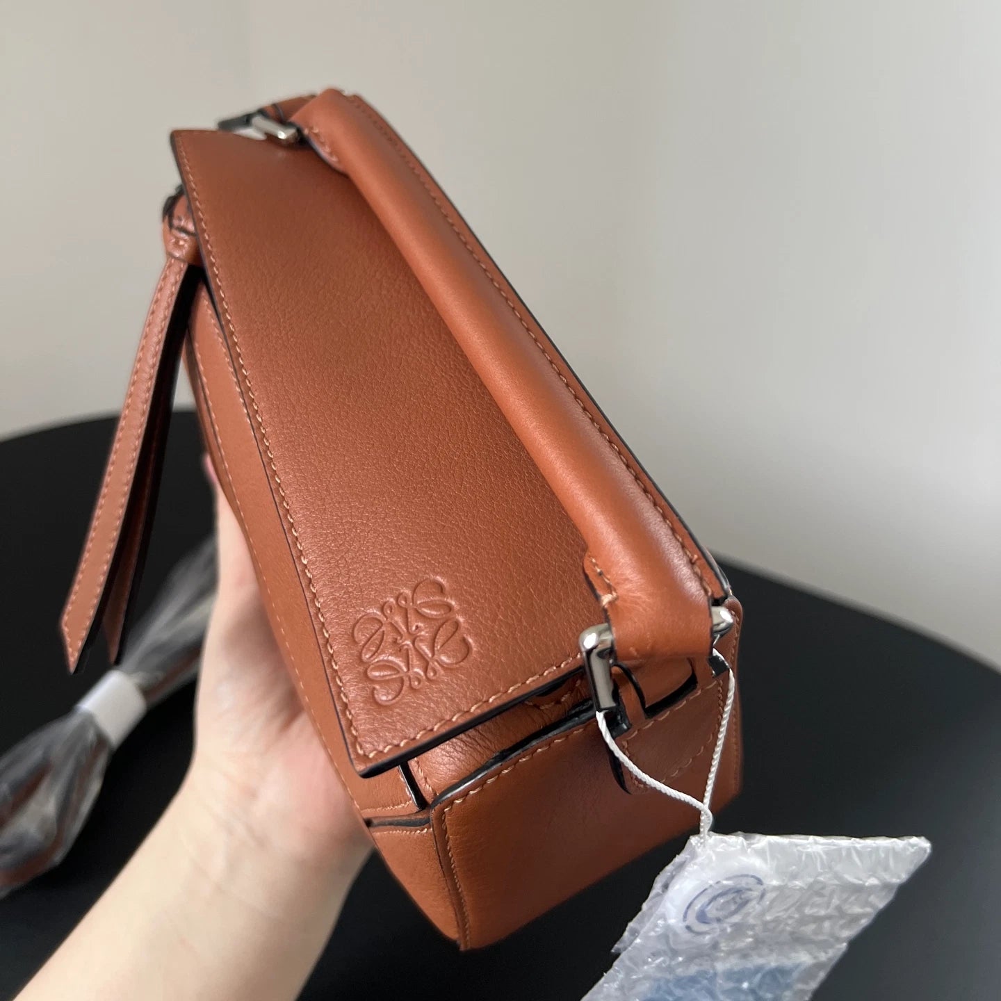 Authentic Loewe Puzzle Mini Caramel Brown Leather Geometric Handbag Crossbody