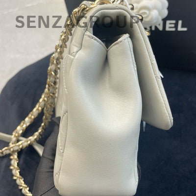 Chanel Classic Flap Mini Grey Silver Hardware Quilted Crossbody Bag