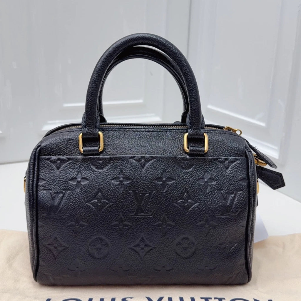 Louis Vuitton Speedy 20 Calfskin Top Handle Crossbody Bag Black Women Classic