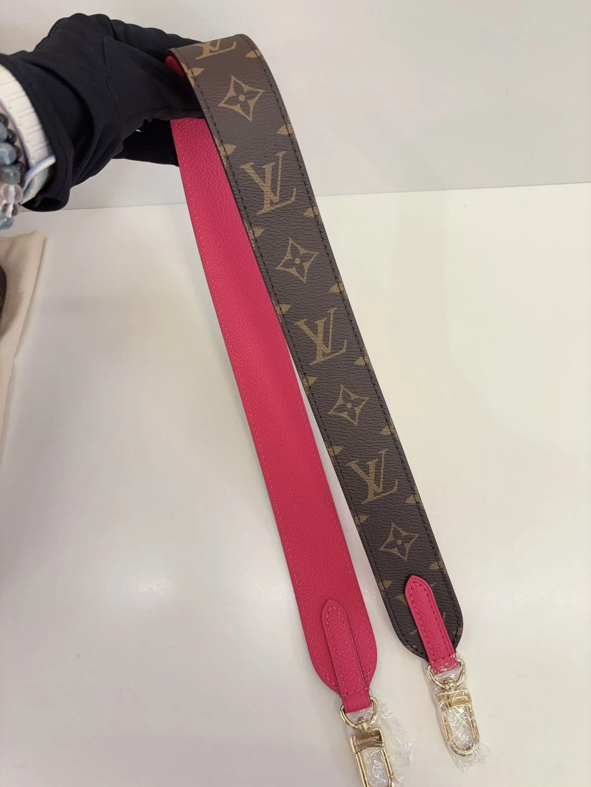 Louis Vuitton Neverfull MM Tote Shoulder Bag Monogram Canvas Brown Pink Women