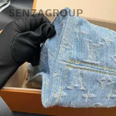 Louis Vuitton Denim Tote Small Blue Gold Handbag Shoulder Bag Classic Women