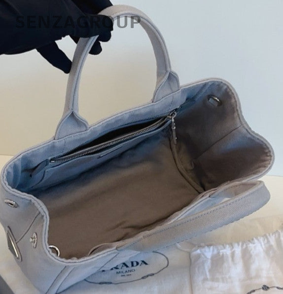Prada Beach 2Way Gray Silver Handbag Shoulder Bag Used Women Classic