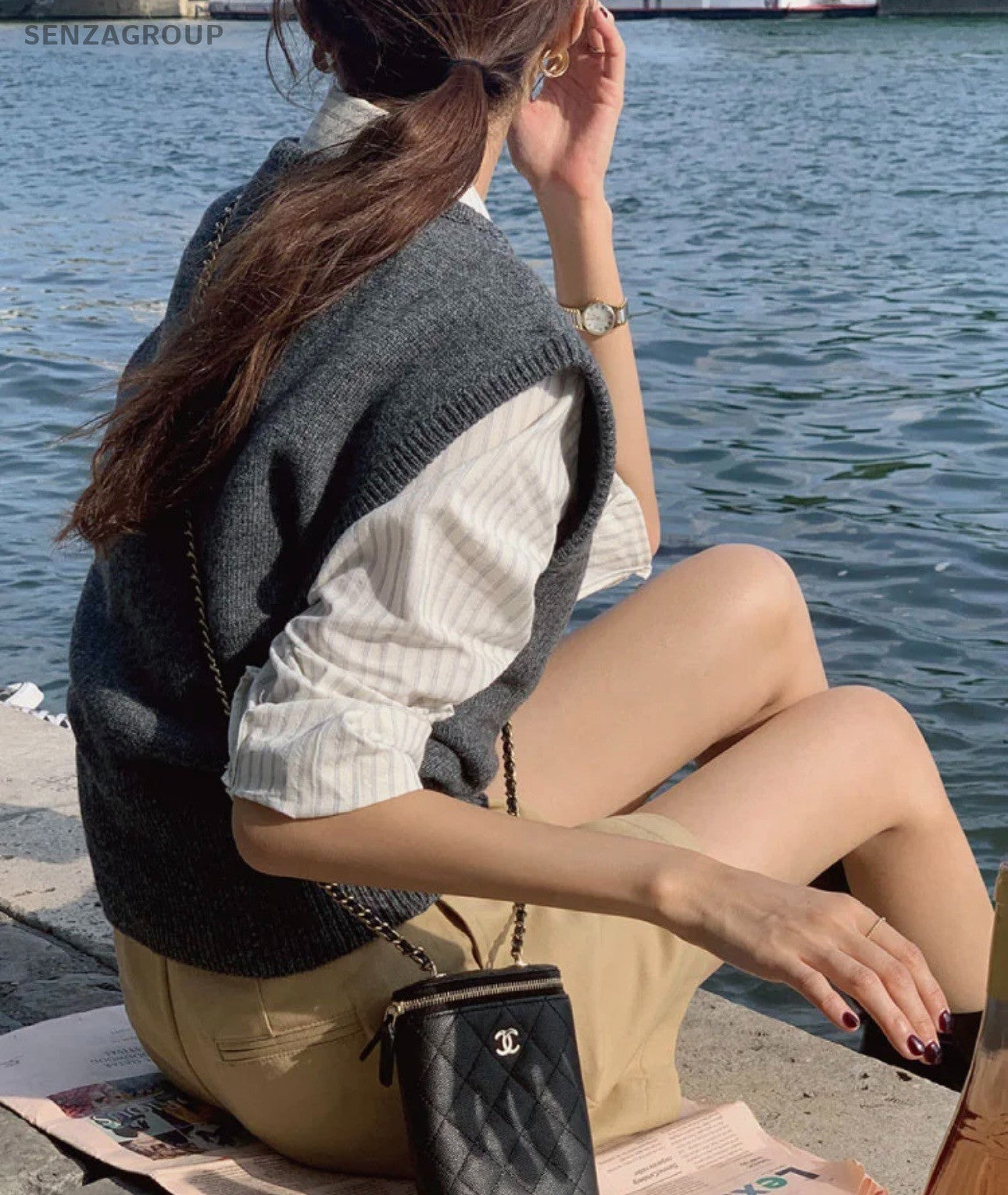 CHANEL CC Chain Calfskin Shoulder bag Crossbody Black