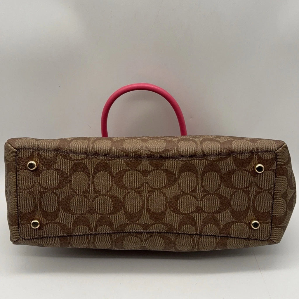 Coach Brown Monogram Canvas Tote Crossbody Shoulder Handbag For Women