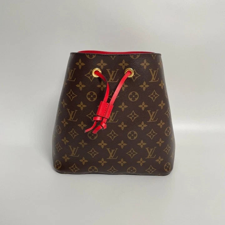 Louis Vuitton Neonoe Monogram Canvas Medium Red Bucket Bag For Women