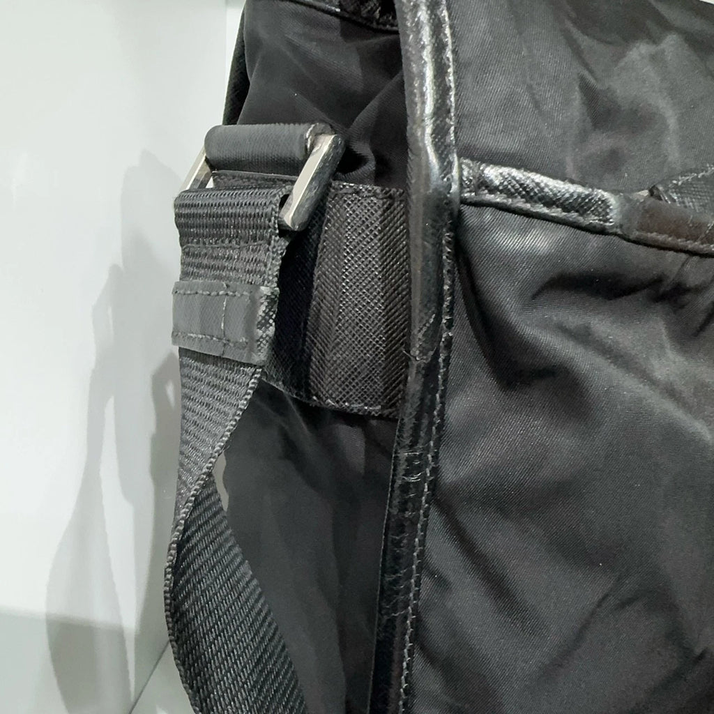 PRADA Letter Logo Nylon Shoulder Crossbody Bag For Women Black