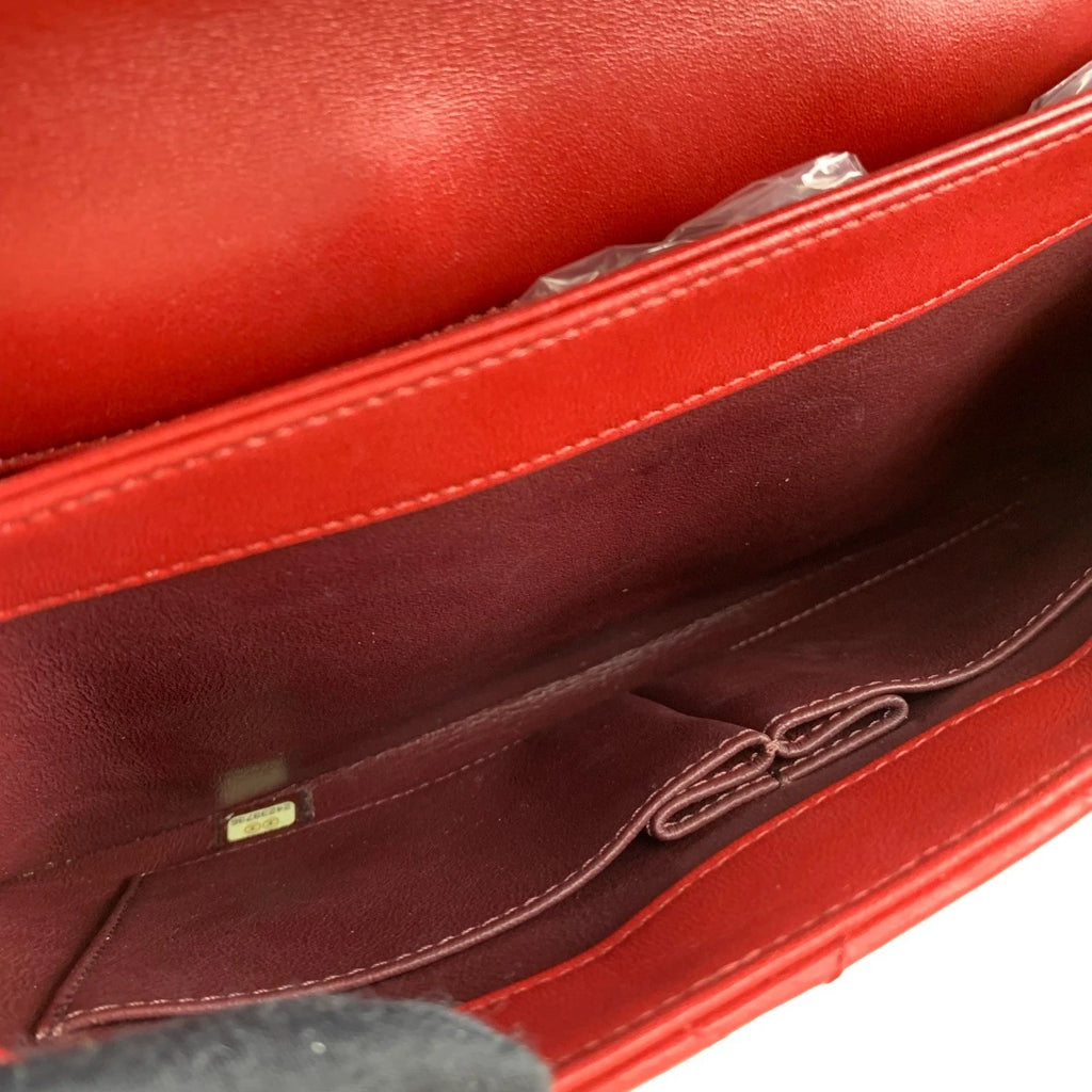 Chanel Classic Flap Accordion Shoulder Bag Red Lambskin