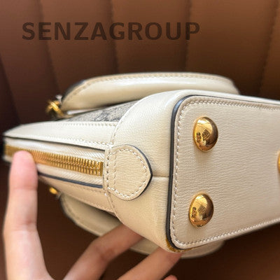 Gucci 1955 Horsebit White Shell Bag Gold Buckle Shoulder Crossbody