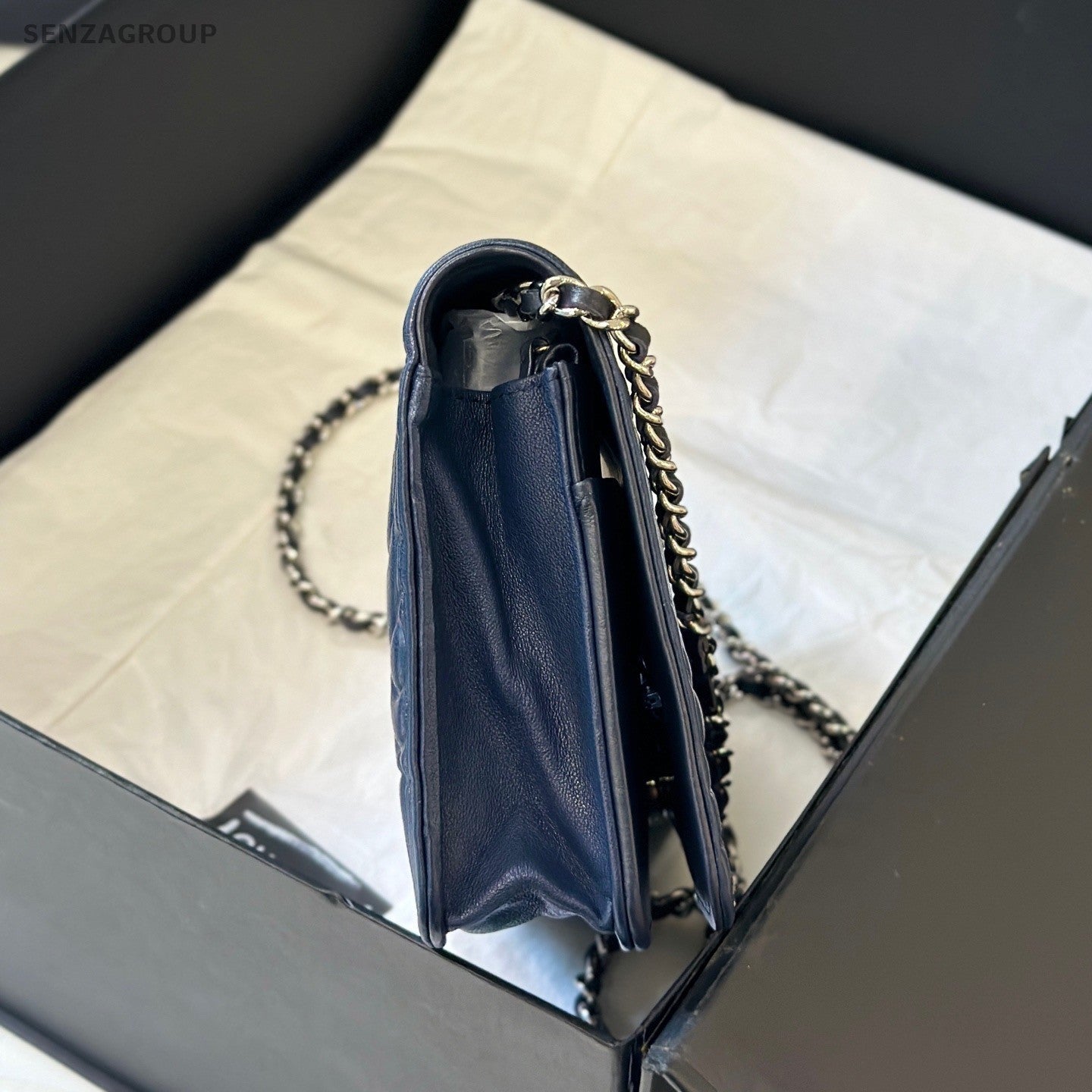 CHANEL Camellia Woc Lambskin Navy Blue Chain Shoulder bag Crossbody Women