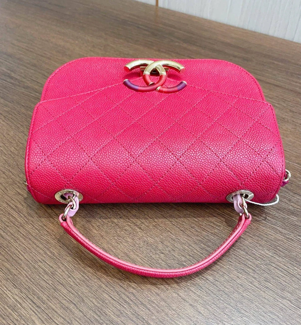 Chanel Coco Curve Cuba Calfskin Top Handle Bag Shoulder Bag Crossbody Red