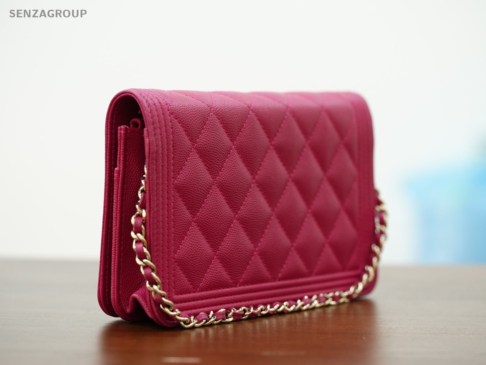 CHANEL Woc Diamond pattern Calfskin Chain Shoulder bag Women Peach Pink Gold