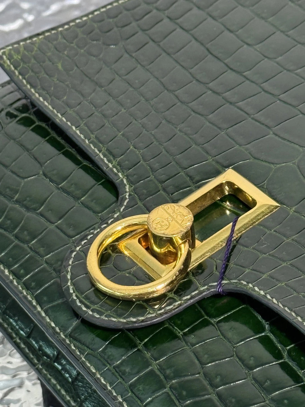 Authentic Vintage Hermes Dark Green 2Way Shoulder Bag Crossbody Gold Hardware