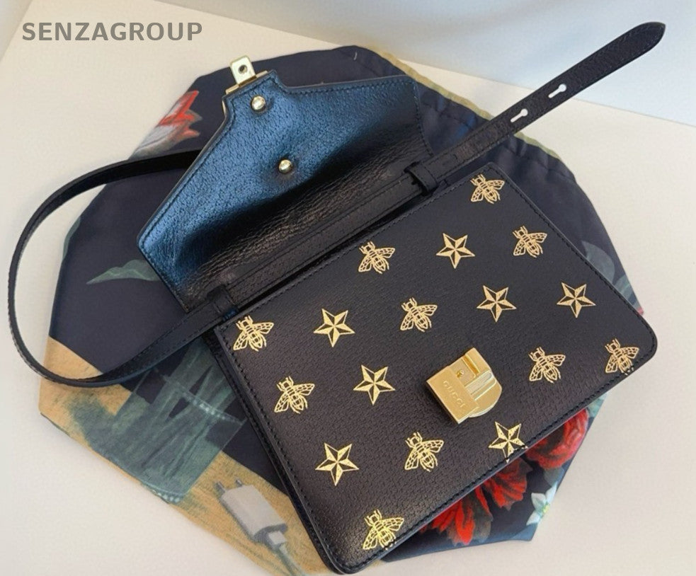 Gucci Sylvie Small Limited Edition bee Top Handle 2way Shoulder bag Women Black