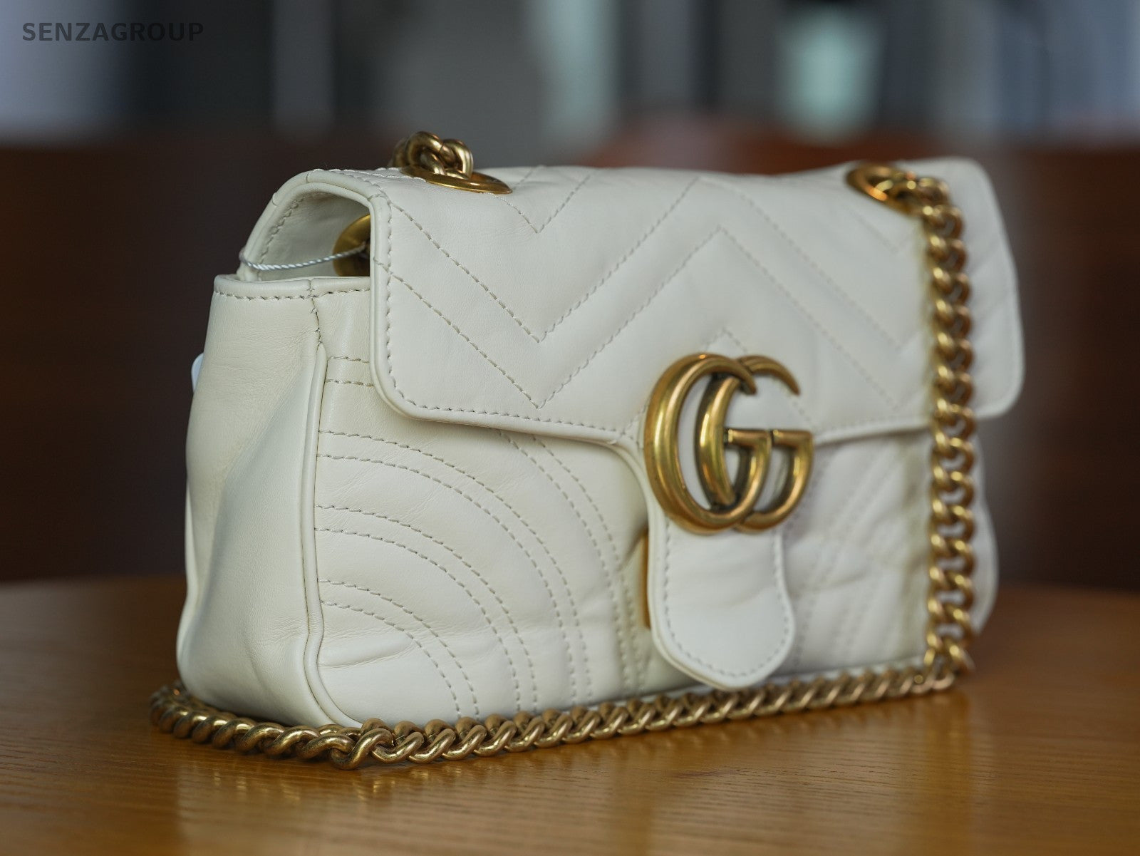 GUCCI Marmont GG Handbag Shoulderbag Crossbody White gold