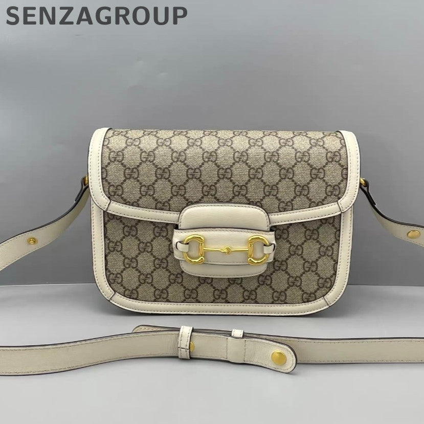 Gucci 1955 Horsebit Medium Shoulder Bag White GG Supreme